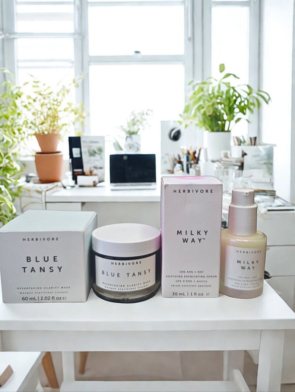 Herbivore Blue Tansy Mask + Milky Way AHA Serum Bundle | New in Box Skincare Duo